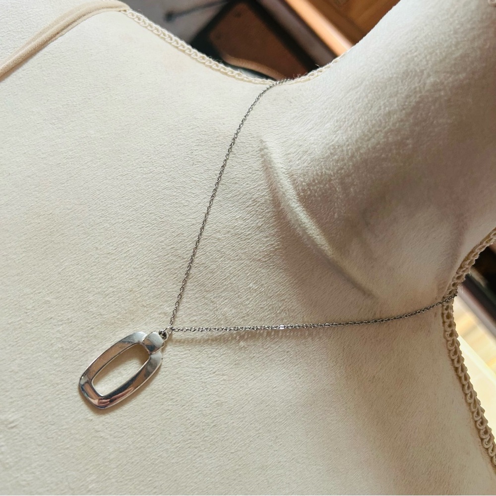 Handcrafted vintage silver pendant on chain necklace